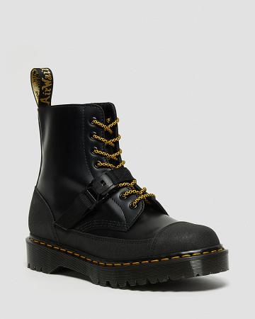 Dr Martens 1460 Bex Tech Made in England Læder Snørestøvler Dame Sort | DK 152JPQ